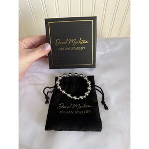 David Markstein Italian Jewelry Silver Beaded Stretch Ball Bracelet New With Box